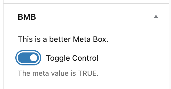 WordPress Meta Box with a ToggleControl